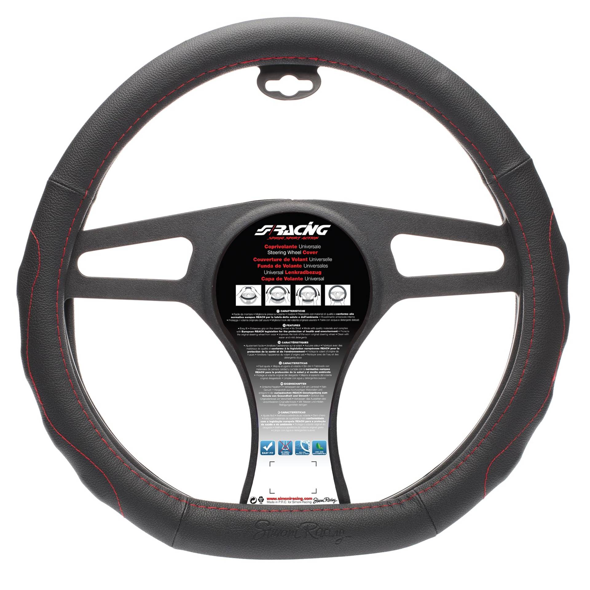 Simoni Racing Lenkradbezug Compe - Schwarz Ökoleder + Rote Nähte - 37-39cm Simoni Racing Lenkradbezug Compe - Schwarz Ökoleder + Rote Nähte - 37-39cm von Simoni Racing
