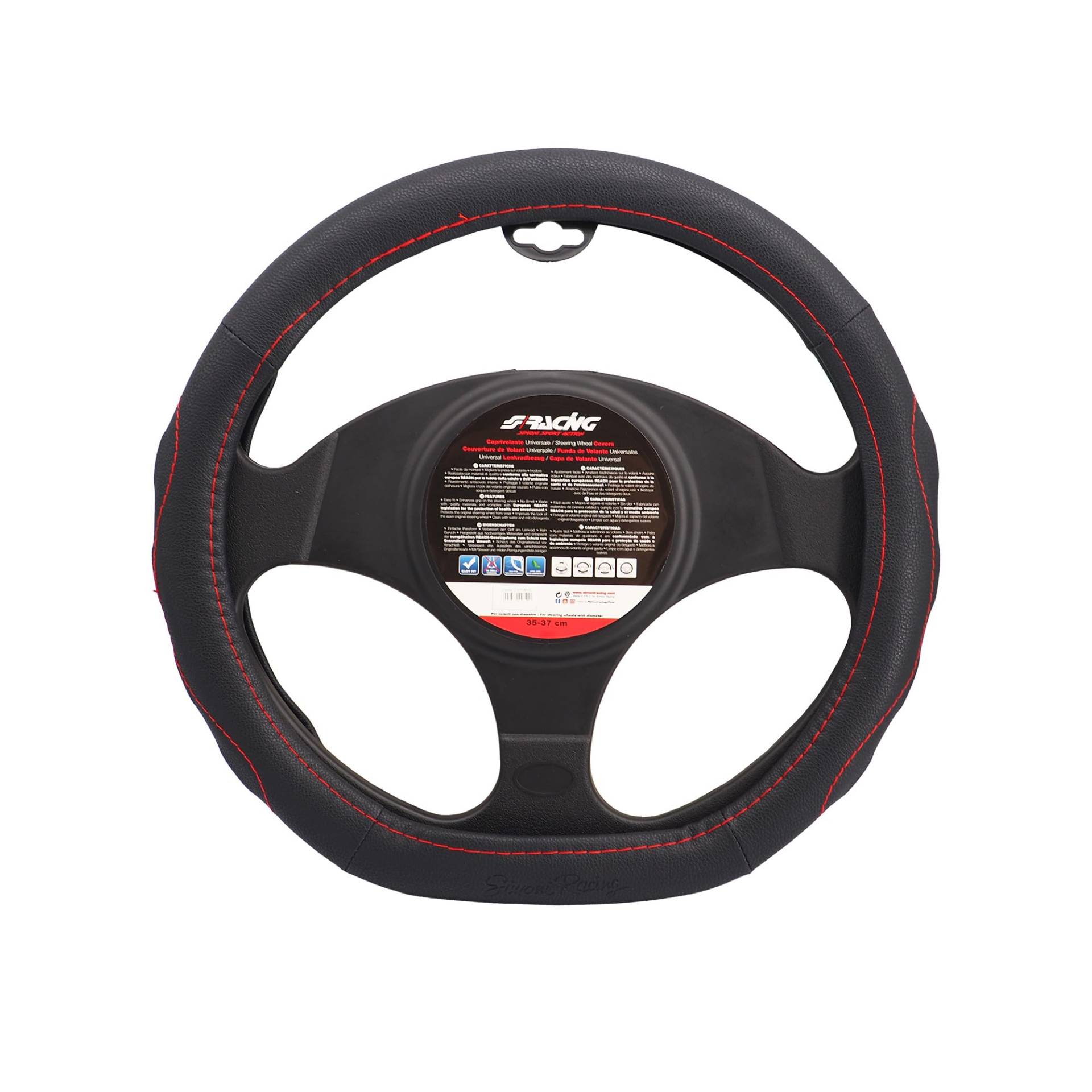 Simoni Racing Lenkradbezug Compe Small - Schwarz Ökoleder + Rote Nähte - 35-37cm Simoni Racing Lenkradbezug Compe Small - Schwarz Ökoleder + Rote Nähte - 35-37cm von Simoni Racing