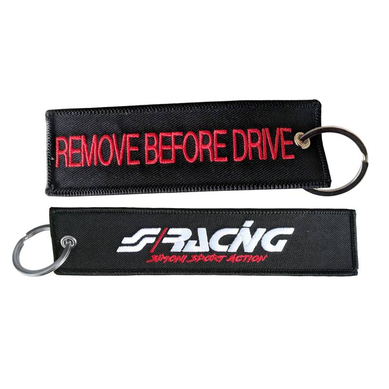 Simoni Racing SRK9 Schlüsselanhänger in Schwarzem Stoff Remove Before Drive, von Simoni Racing