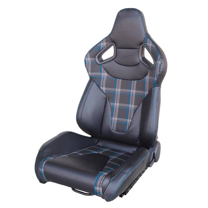 Simoni Racing SRS/13SB Jackie Sport-Sitz Heizung, verstellbar aus Stoff mit blauen Streifen und schwarzem Leder, universell - Linksverstellung von Simoni Racing