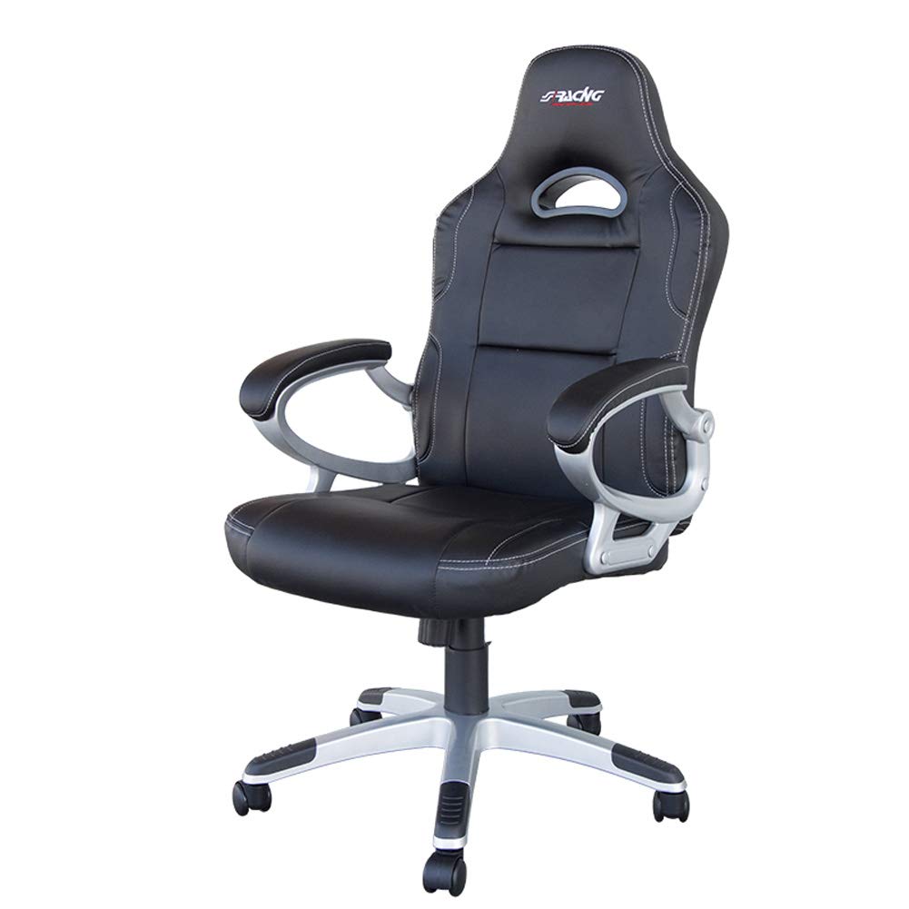 Simoni Racing Bürostuhl/Gaming-Stuhl - Schwarz Ökoleder - Verstellbar von Simoni Racing