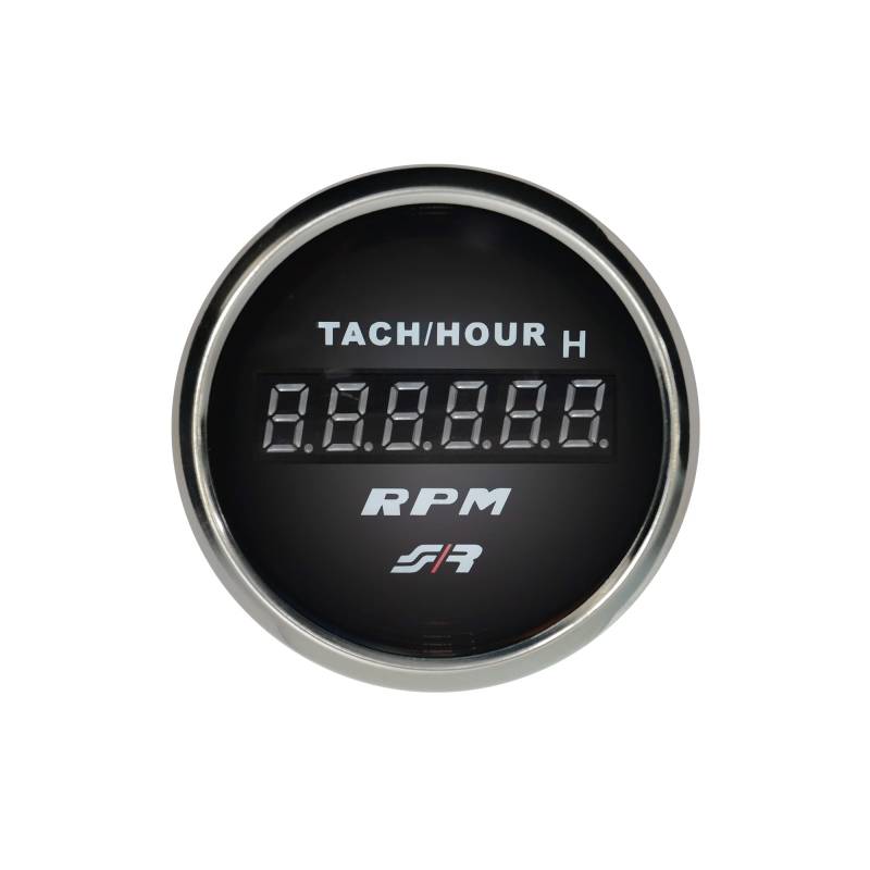Simoni Racing Strumento TM/C Drehzahlmesser 0-9999 U/min, 52 mm Digitaler Drehzahlmesser für Auto oder LKW, für Diesel- und Benzinmotoren, mit rotem Hintergrundbeleuchtung, Chrom von Simoni Racing