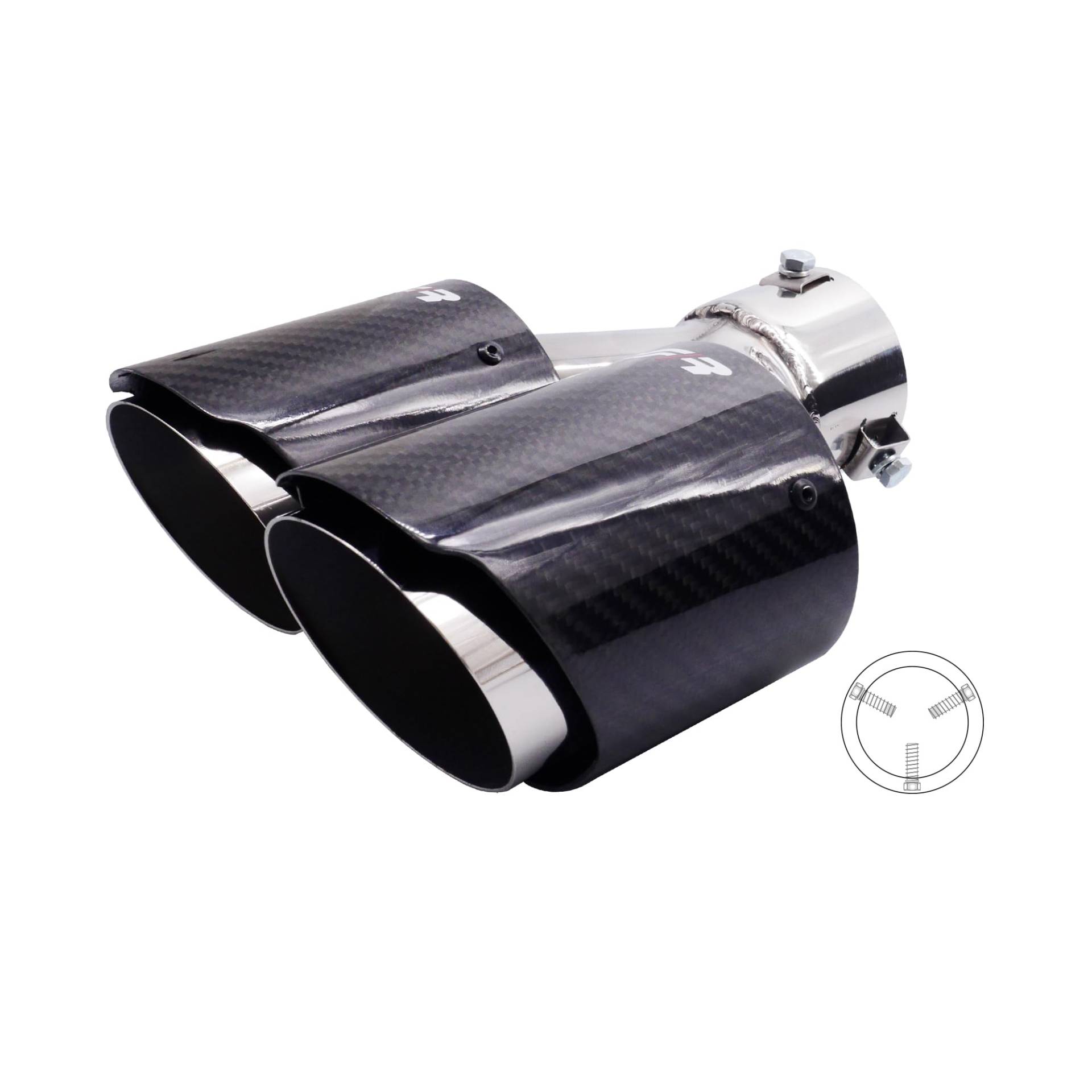 Simoni Racing Auspuffblende Doppel Links Rund/Schräg Edelstahl & Carbon - Ø92xL215-230mm - Anschluß ->40-63mm Simoni Racing Auspuffblende Doppel Links Rund/Schräg Edelstahl & Carbon - Ø92xL215-230mm - Anschluß ->40-63mm von Simoni Racing