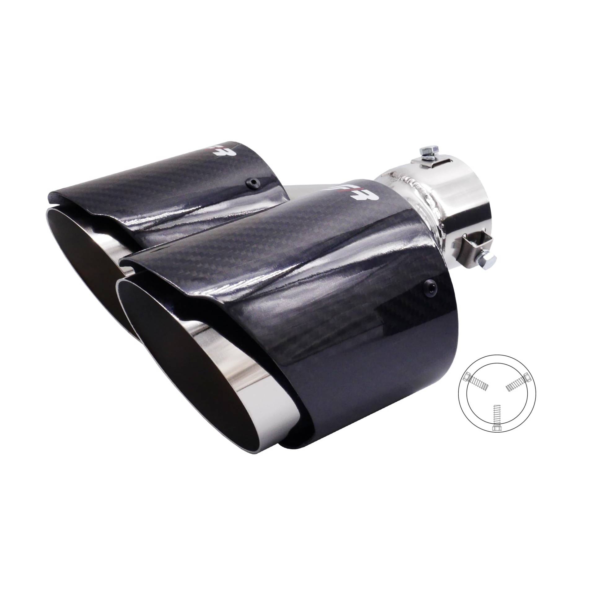 Simoni Racing Auspuffblende Doppel Links Rund/Schräg Edelstahl & Carbon - Ø102xL215-230mm - Anschluß ->40-63mm Simoni Racing Auspuffblende Doppel Links Rund/Schräg Edelstahl & Carbon - Ø102xL215-230mm - Anschluß ->40-63mm von Simoni Racing
