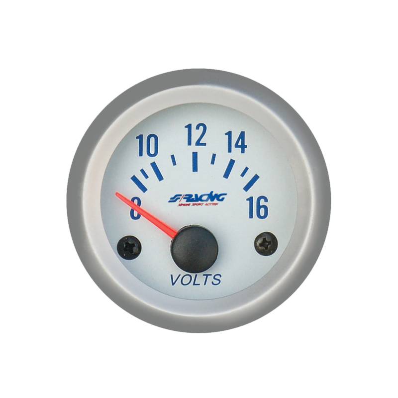 Simoni Racing VM/SB Elektrische Spannungsmesser Gauge Silbernem Hintergrund Face and Rim, Retro Lighted von Simoni Racing