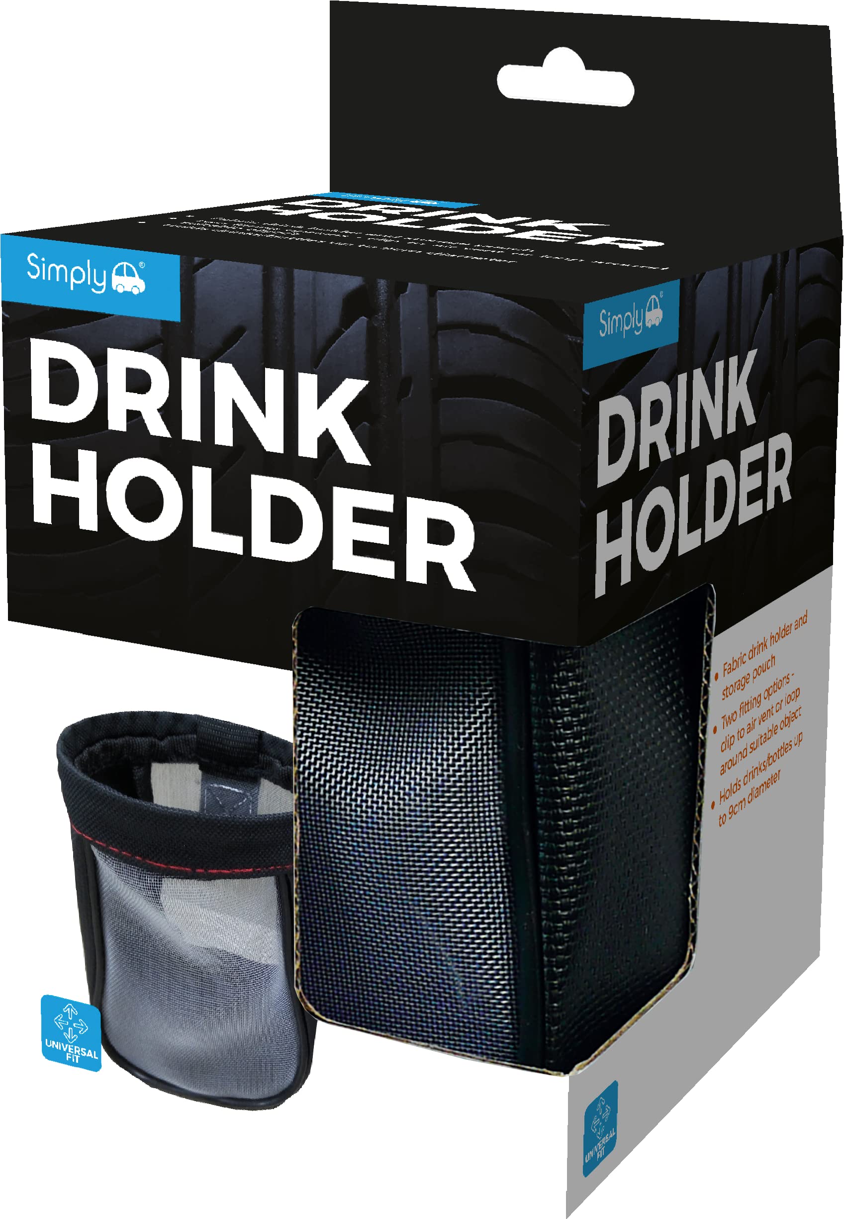Simply DH02 Getränkehalter und Aufbewahrungstasche aus Stoff, für das Auto, für Tassen, Gläser, Dosen, Flaschen etc, Durchmesser bis zu 9 cm, 2 Anpassoptionen von Simply