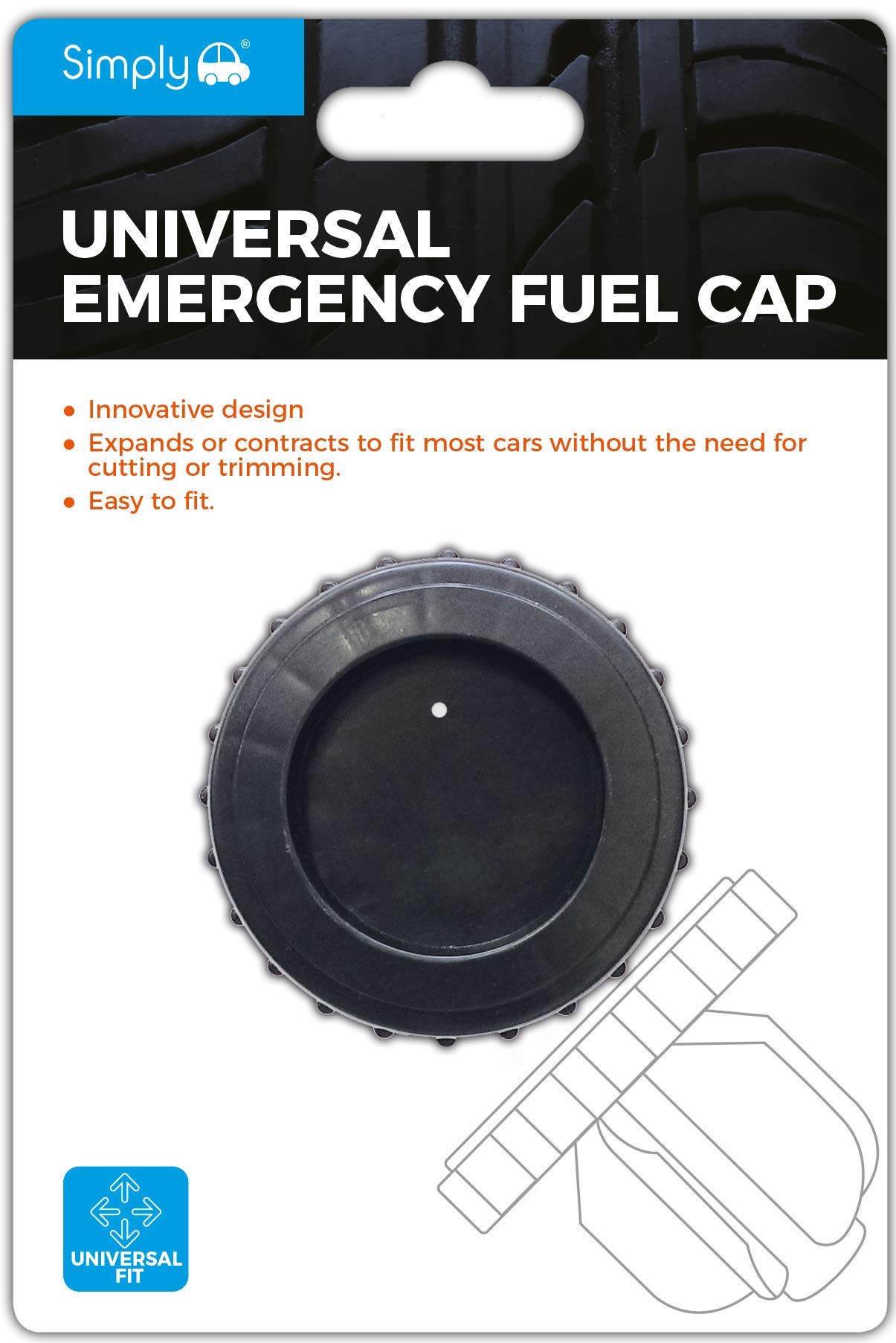 Simply EFC01 Notfall-Tankdeckel Universal Flexibles Material für alle Autos & Lieferwagen, Schraubenkopf Einfach zu montieren Benzin Diesel Einfache Push and Pull Action Wiederverwendbar von Simply