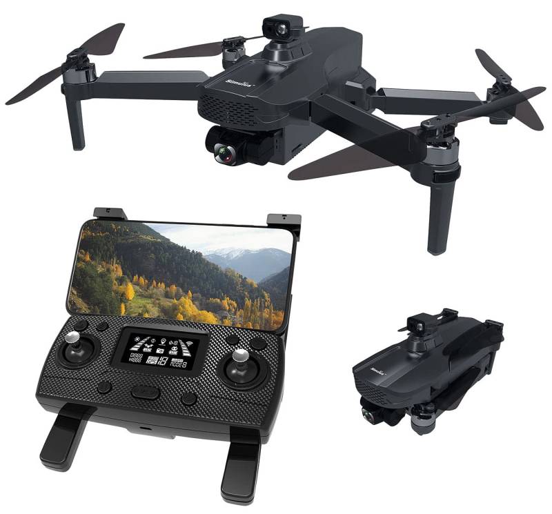 Simulus Drone: Faltbare GPS-Drohne, 4K-Cam, 360°-Abstandssensor, Brushless-Motor, App (Quadcopter, GPS Drone, iPad Halterung) von Simulus
