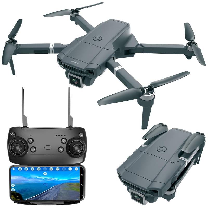 Simulus Quadrokopter: Faltbare WLAN-Drohne mit Brushless-Motor, interp. 4K-Live-View-Kamera (Drohne mit HD Kamera, RC Drone, Hubschrauber) von Simulus