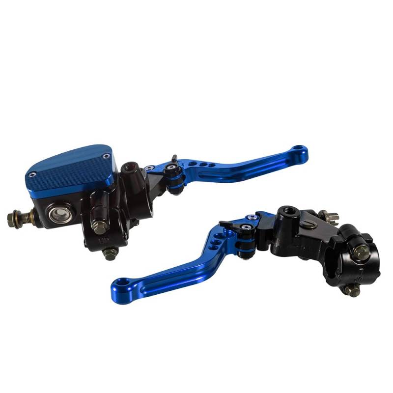 Universal 22mm hydraulischer Hauptzylinder-Flüssigkeitsbehälter Bremshebel Kupplungsgriffsatz aus Aluminium für CPR125 CPR150 Z250 Z300 Z400 CB250RR CBR300R für Motorrad unter 500CC (Blau) von Sinkees