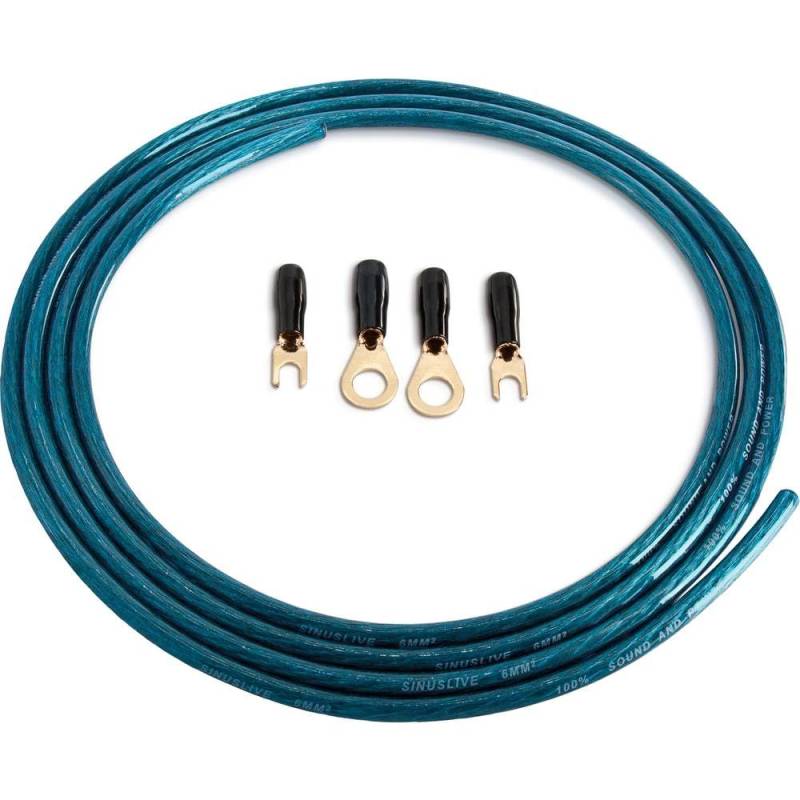 Sinuslive BK6M 2m Batteriekabel blau 6mm² Stromkabel/Massekabel mit Stecker von Sinuslive