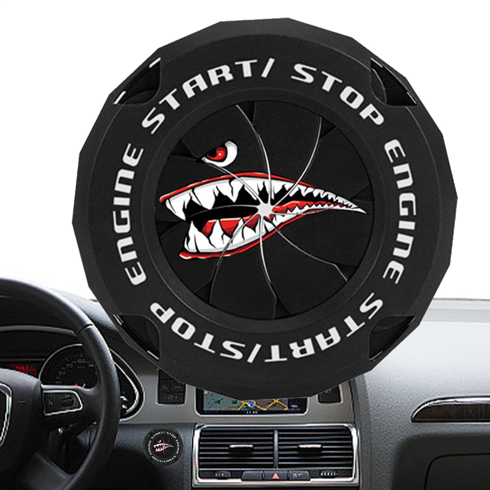 Auto-Starttastenabdeckung, coole Push-Start-Abdeckungen, stilvolle Hai-Schutz-Zündungsdekorationen, Aufkleber für Rad, Armaturenbrett, Stoßstange, Joystick, Fob Rocker Auto-Starttastenabdeckung, coole Push-Start-Abdeckungen, stilvolle Hai-Schutz-Zündungsdekorationen, Aufkleber für Rad, Armaturenbrett, Stoßstange, Joystick, Fob Rocker von Sirseon