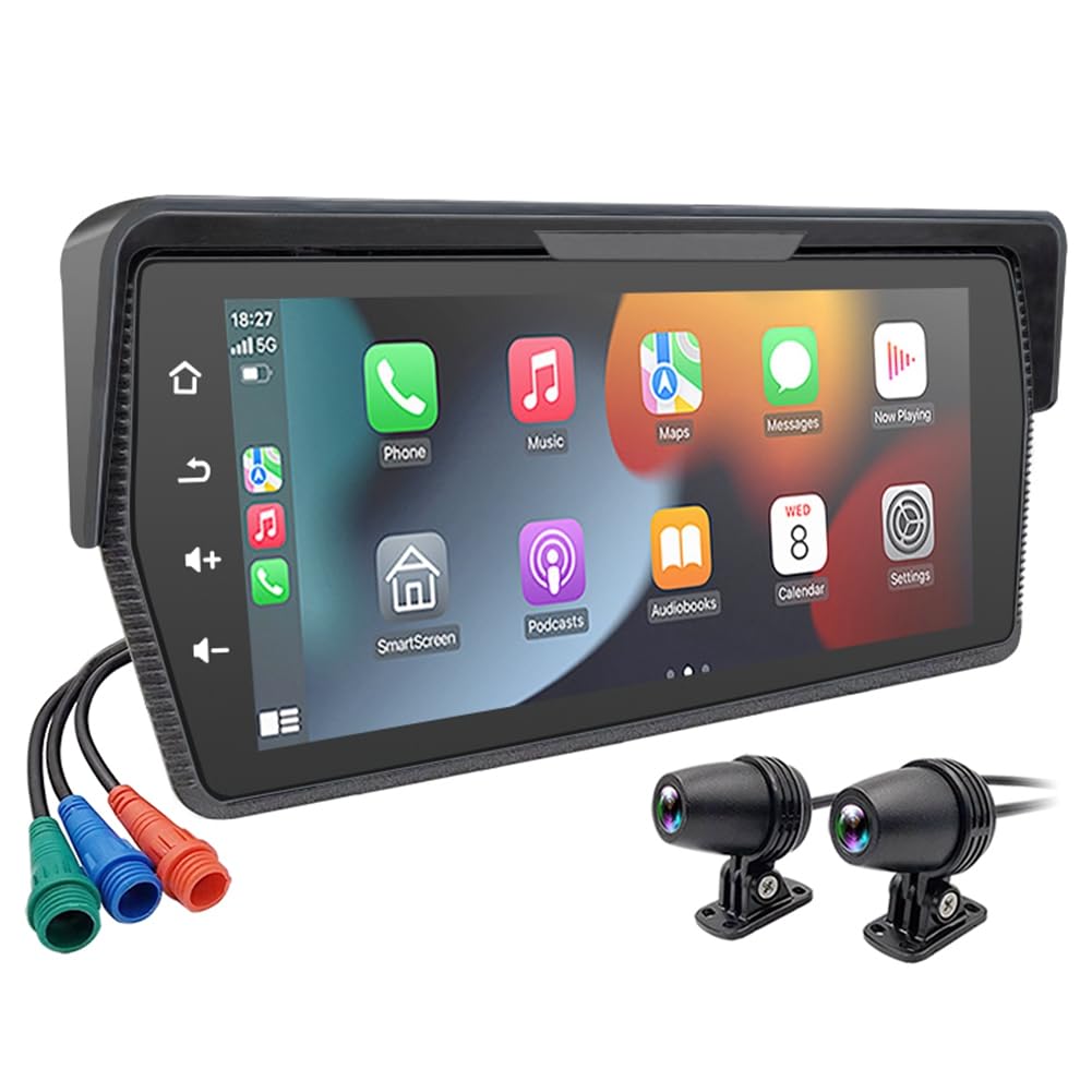 Sirxlevcy Tragbarer 6,86-Motorrad-DVR, Kabelloses Carplay, Android Auto-Bildschirm, GPS-Display, Monitor mit AHD-Kameras Sirxlevcy Tragbarer 6,86-Motorrad-DVR, Kabelloses Carplay, Android Auto-Bildschirm, GPS-Display, Monitor mit AHD-Kameras von Sirxlevcy
