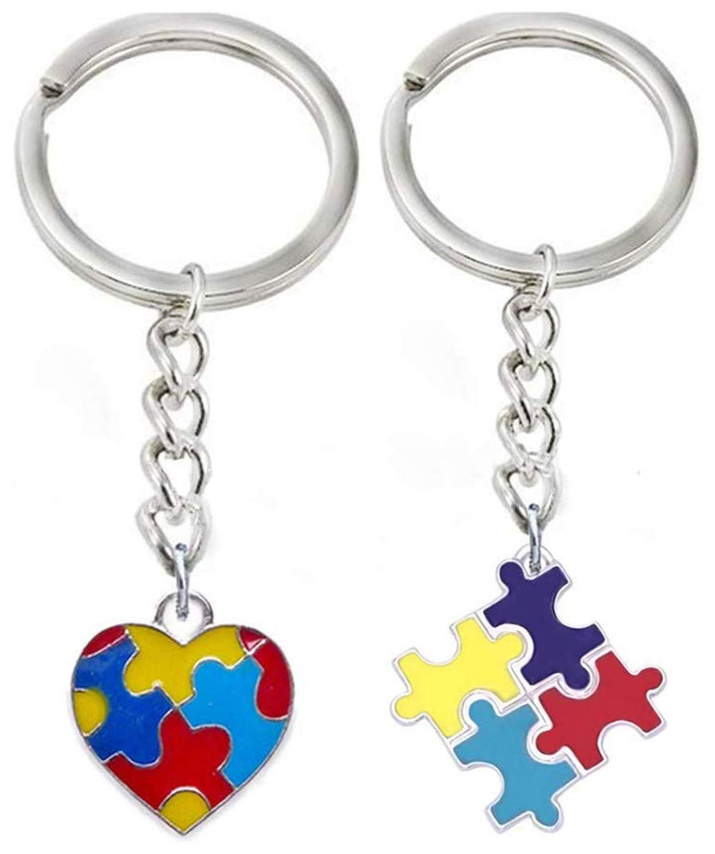 Sisadodo Autismus-Bewusstseins-Schlüsselanhänger, Produkte, Autismus-Schmuck, Puzzleteile, Autismus-Schlüsselanhänger, Ring für Autismus, für Geburtstag, Weihnachten, Geschenke, 2 Stück von Sisadodo