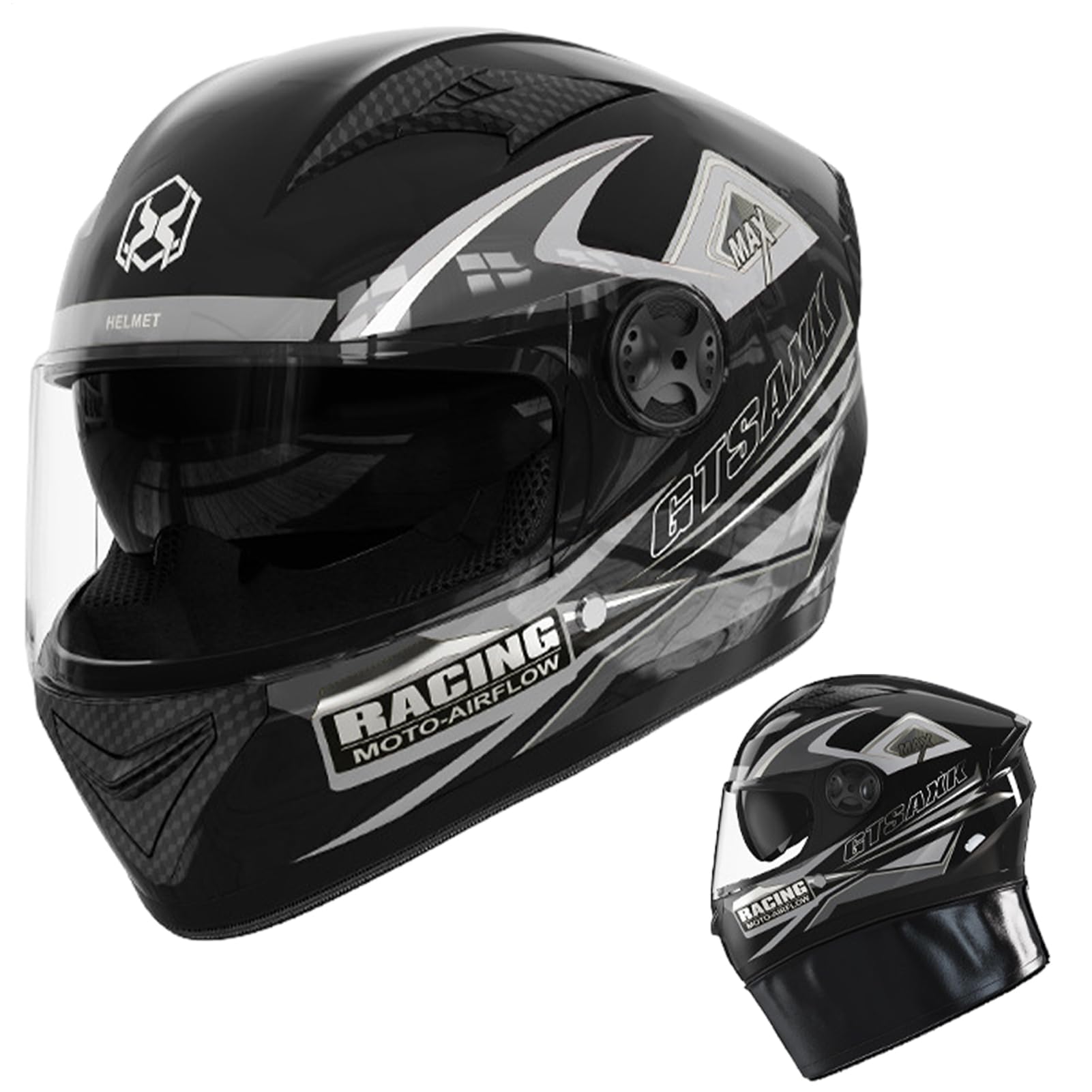 Motorradhelm Integralhelm Für Erwachsene Klapphelm Motorrad Herren, Vollgesichts Doppelvisier Motorrad Kopfbedeckung RollerHelm Fullface Helm Mopedhelm Für Herren Damen Atmungsaktiv((54-61cm) von Siuwddee