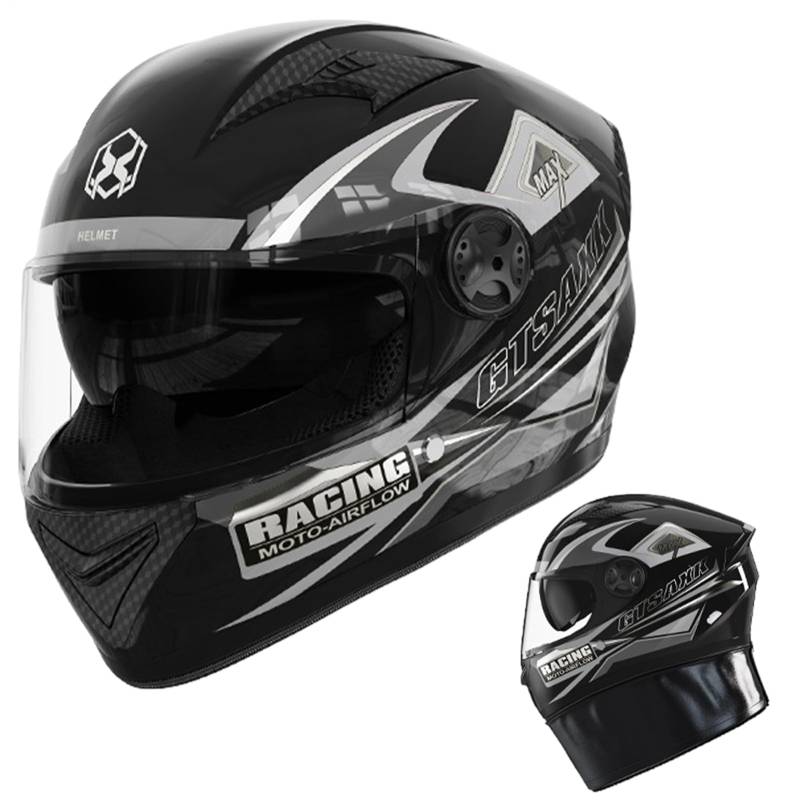Motorradhelm Integralhelm Für Erwachsene Klapphelm Motorrad Herren, Vollgesichts Doppelvisier Motorrad Kopfbedeckung RollerHelm Fullface Helm Mopedhelm Für Herren Damen Atmungsaktiv((54-61cm) von Siuwddee