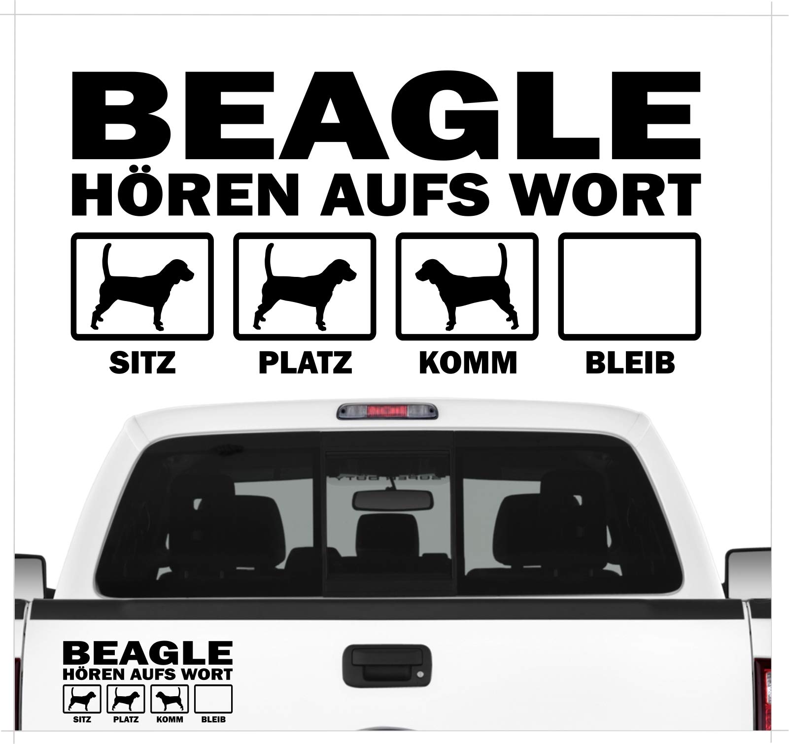 siviwonder Auto Aufkleber Beagle Hunde Hören aufs Wort Hundeaufkleber 30cm Black von siviwonder