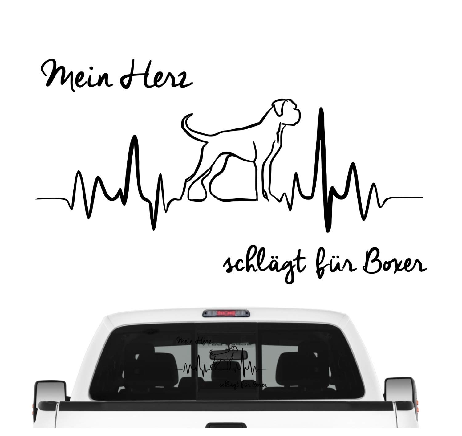 siviwonder Boxer Deutscher Aufkleber Auto Herz Heartbeat Hundeaufkleber Hunde Folie Farbe Schwarz, Größe 20cm von siviwonder
