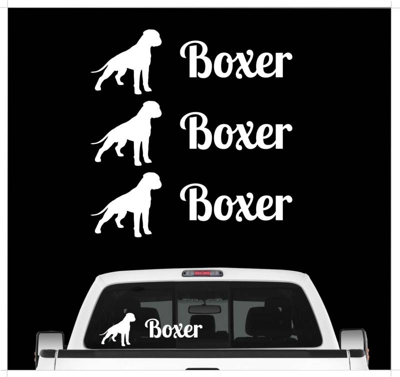 siviwonder Deutscher Boxer - 3er Set Auto Aufkleber Autoaufkleber Hundemotiv Hundeaufkleber autoaufkleber Hund Folie Aufkleber weiß von siviwonder