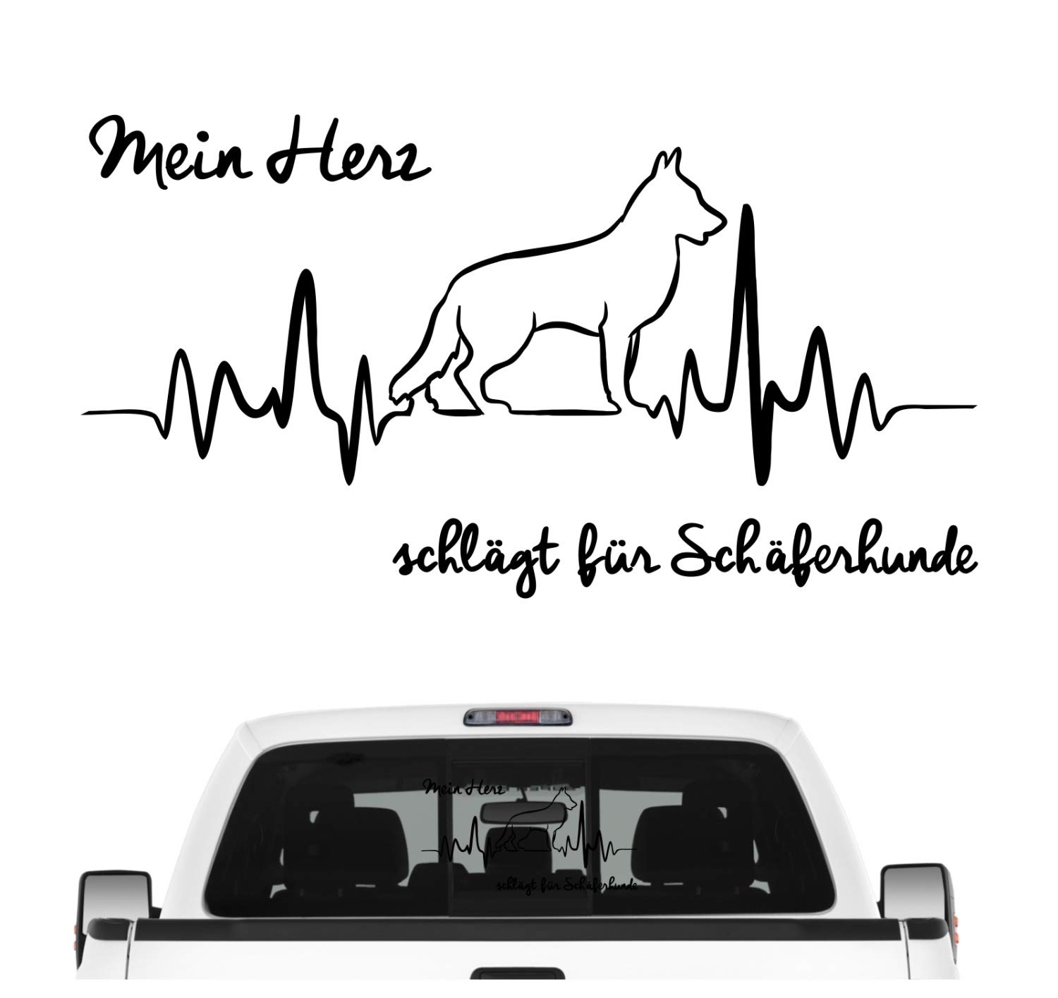 siviwonder Deutscher Schäferhund Aufkleber Auto Herz Heartbeat Hundeaufkleber Hunde Folie Farbe Schwarz, Größe 20cm von siviwonder