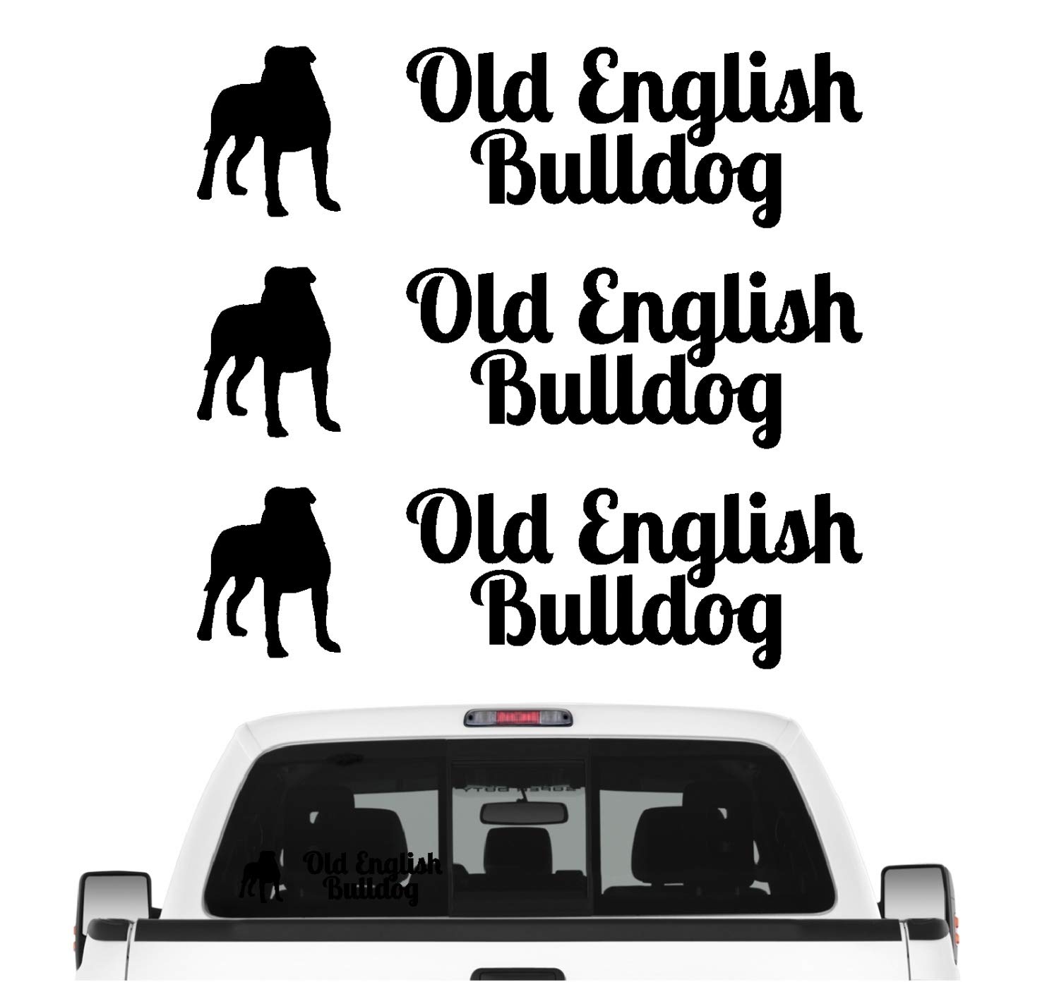 siviwonder Old English Bulldog OEB Aufkleber 3er Set Hundeaufkleber Hundemotiv Hund Folie Farbe Schwarz, Größe 10cm von siviwonder