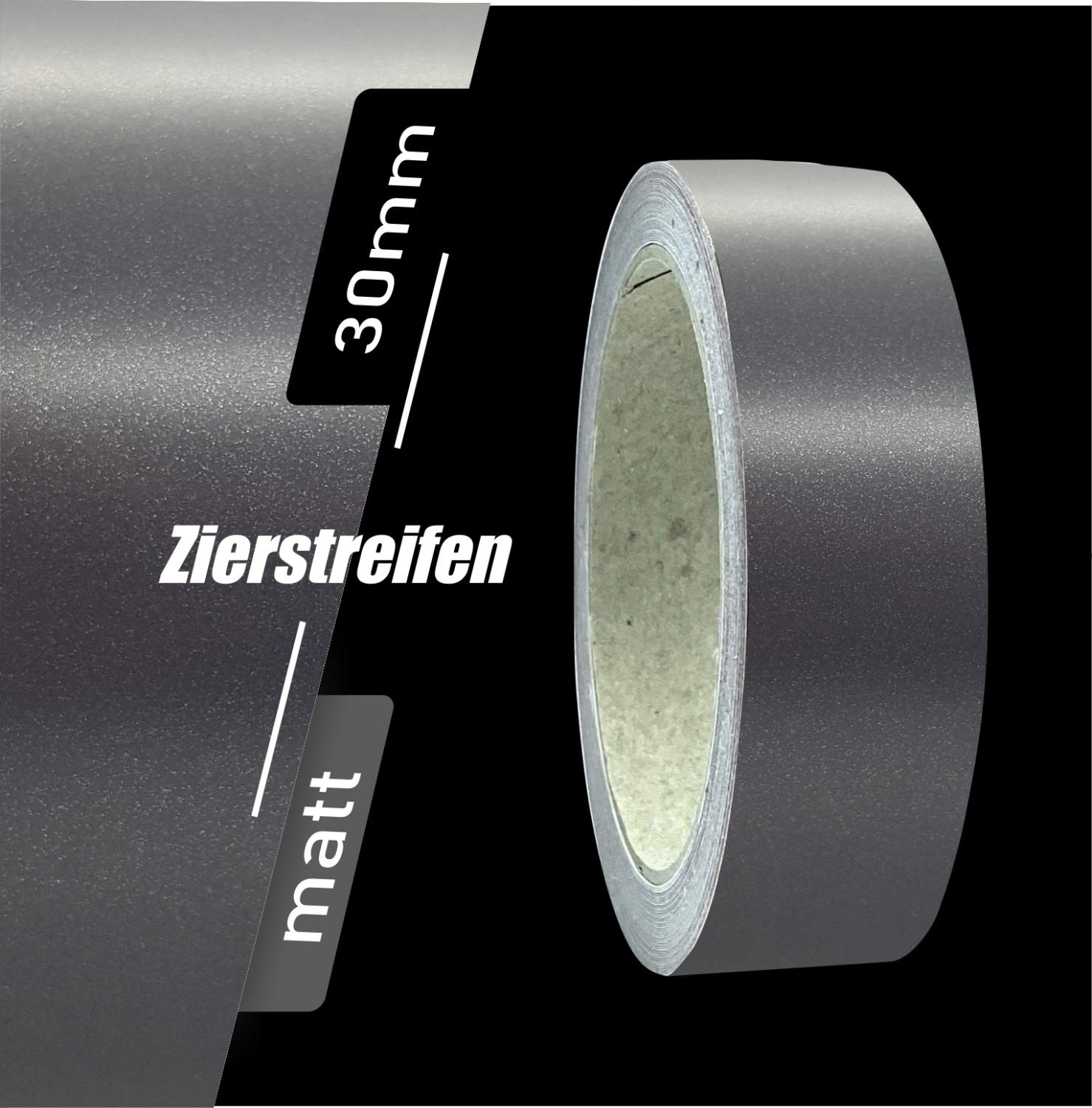 siviwonder Zierstreifen Matt anthrazit metallic 30mm Aufkleber grau Länge 10m Auto Boot Klebeband von siviwonder