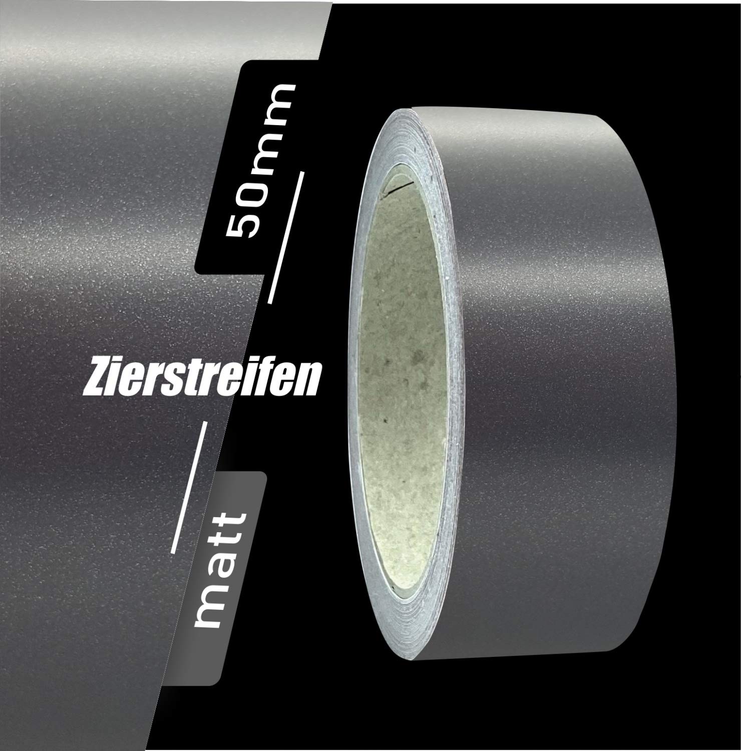 siviwonder Zierstreifen Matt anthrazit metallic 50mm Aufkleber grau Länge 10m Auto Boot Klebeband von siviwonder