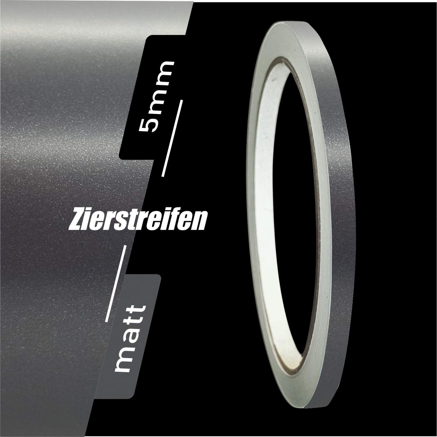 siviwonder Zierstreifen Matt anthrazit metallic 5mm Aufkleber grau Länge 10m Auto Boot Klebeband siviwonder Zierstreifen Matt anthrazit metallic 5mm Aufkleber grau Länge 10m Auto Boot Klebeband von siviwonder