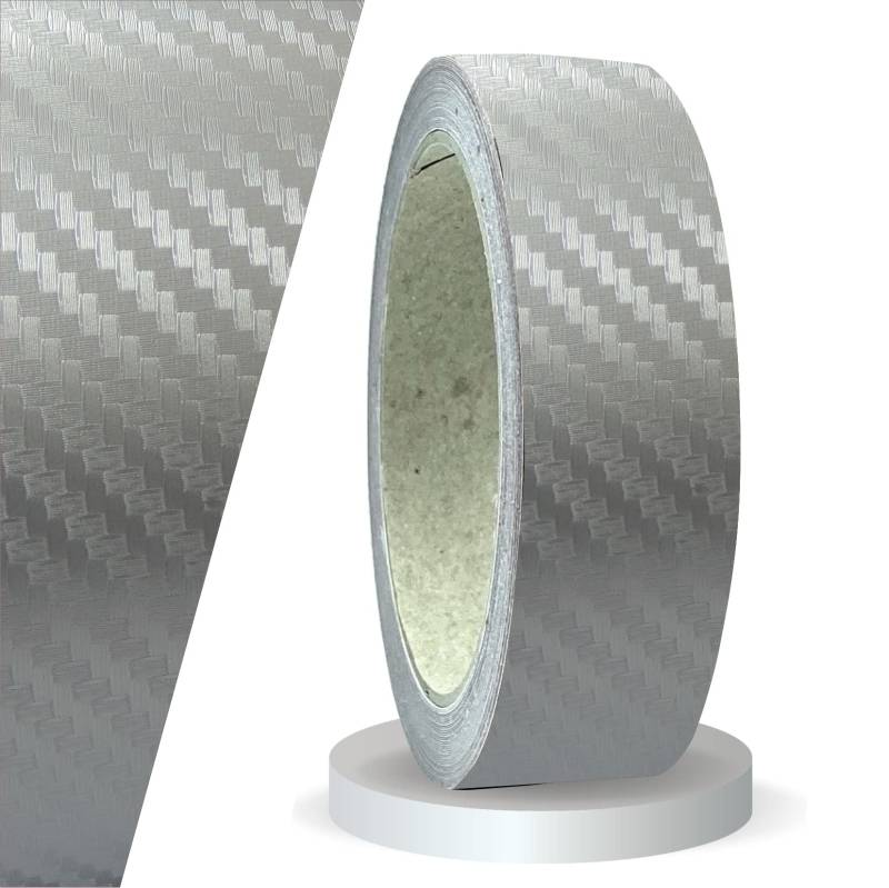 siviwonder Zierstreifen Silber Carbon Glanz in 30mm Breite und 10 m Länge für Auto Boot Jetski Modellbau Klebeband Dekorstreifen Seitenstreifen Klebestreifen DIY Basteln selbstklebend von siviwonder