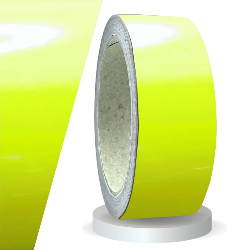 siviwonder Zierstreifen neon gelb Neongelb Leuchtend Glanz in 40 mm Breite und 10 m Länge Aufkleber Folie für Auto Boot Jetski Modellbau Klebeband Dekorstreifen - fluoreszierend grell leuchtgelb von siviwonder