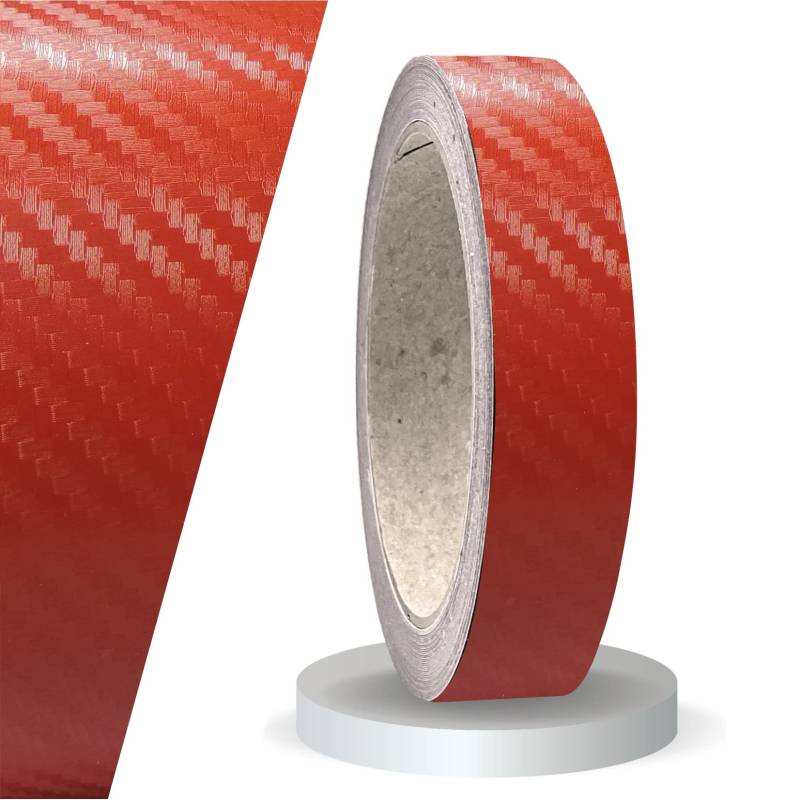 siviwonder Zierstreifen rot Carbon in 20 mm Breite und 10 m Länge Folie für Auto Aufkleber Boot Jetski Modellbau Klebeband Dekorstreifen von siviwonder