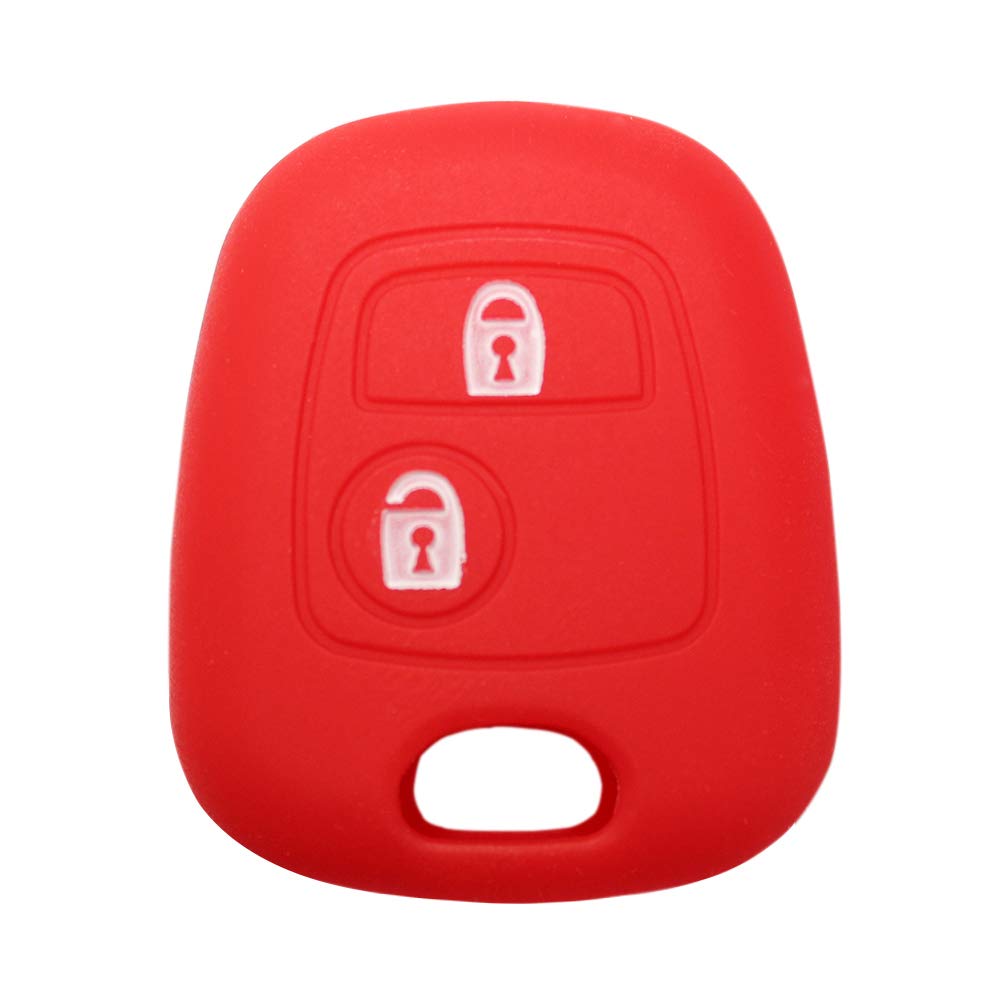 YLC Silikon Auto Schlüssel Schutz Fall/Car Key Cover für Peugeot & Citroen 2 Knöpfe Schlüssel(Rot) von Sixyear