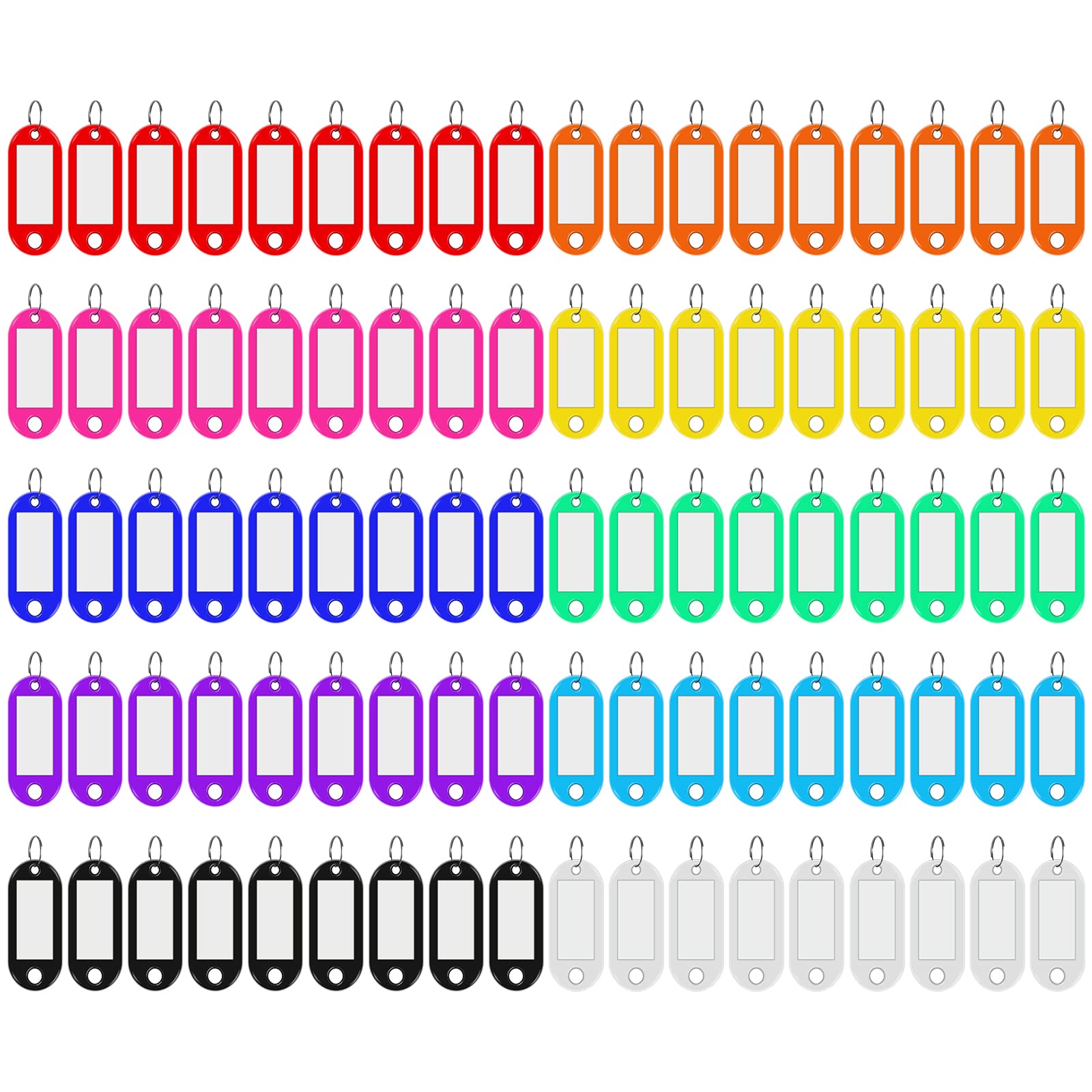 Skaaisont 90 Schlüsselanhänger aus Kunststoff, 10 Farben, beschriftbar für zu Hause, kann verwendet werden, um verschiedene Gegenstände zu markieren, z. B. Gepäck, Tiername von Skaaisont