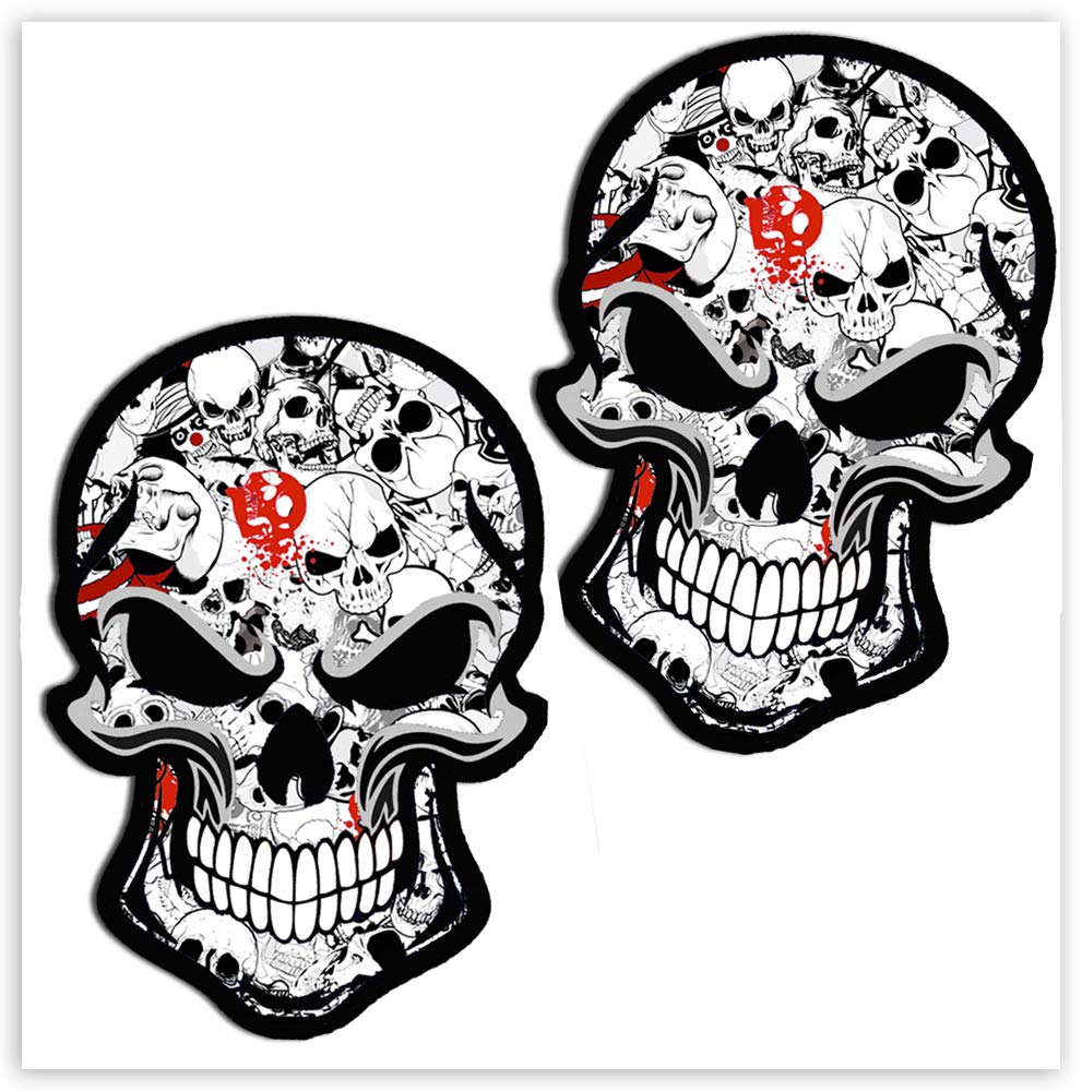 SkinoEu® 2 Stück Vinyl Aufkleber Autoaufkleber Bomb Stickers Skull Schädel Totenkopf Horror Stickers Auto Moto Motorrad Fahrrad Helm Fenster Tür Tuning B 52 von SkinoEu