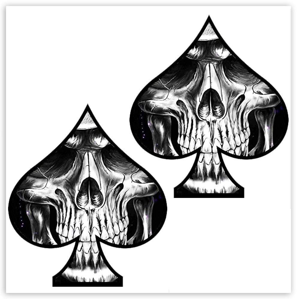 SkinoEu® 2 Stück Vinyl Aufkleber Autoaufkleber Spielkarten Pik Skull Schädel Totenkopf Funny Stickers Auto Moto Motorrad Fahrrad Helm Fenster Tür Tuning B 61 von SkinoEu