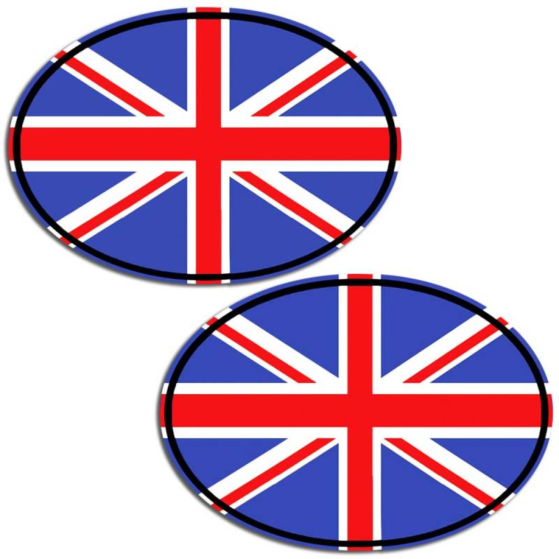 Biomar Labs 2 Stück Vinyl Grossbritannien Great Britain England UK Flagge Aufkleber Autoaufkleber Stickers Auto Moto Motorrad Fahrrad Helm Fenster Tuning B 198 von Biomar Labs