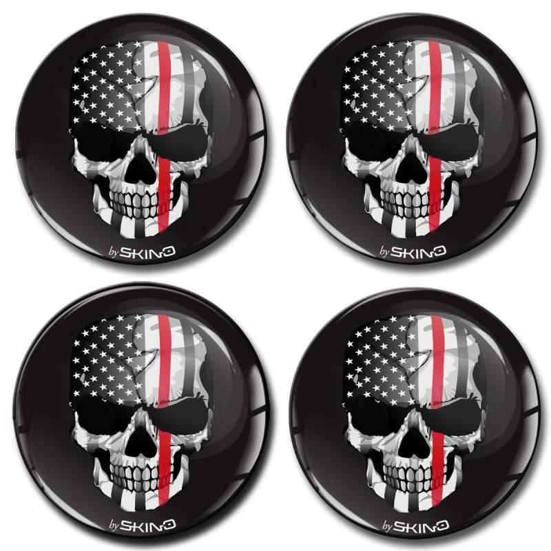 SkinoEu Aufkleber Autoaufkleber für Radkappen Nabenkappen Nabendeckel Radnabendeckel Rad-Aufkleber 60mm USA Flagge Totenkopf A 3260 von SkinoEu