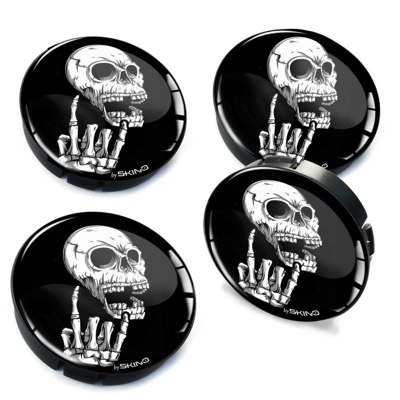 SkinoEu® 4 x 60mm Silikon Nabenkappen Kappen Totenkopf Schädel Felgendeckel Radkappen Radnabendeckel Nabendeckel Auto Tuning C 27 von SkinoEu