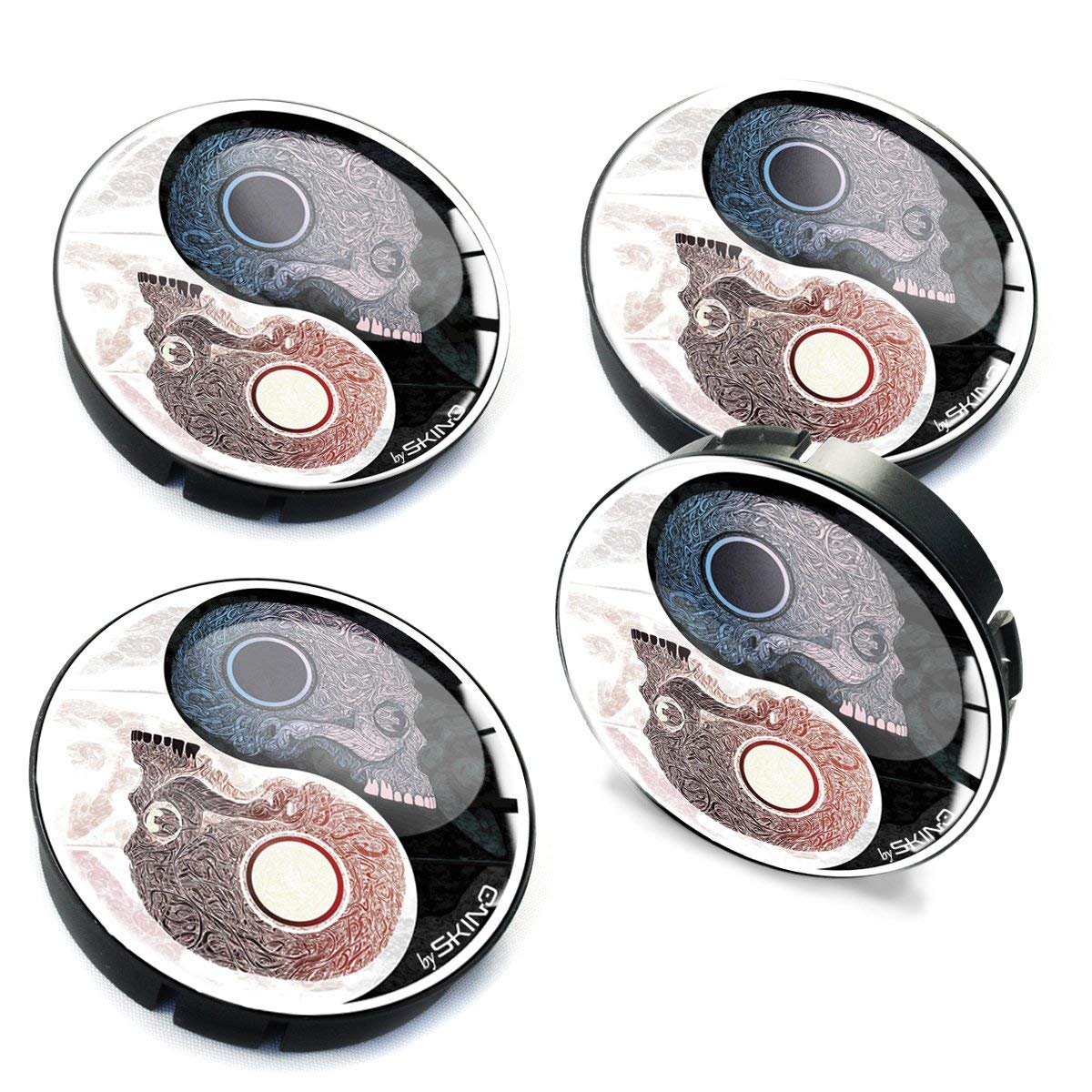 Biomar Labs® 4 x 60mm / 55mm Universal Silikon Nabenkappen Kappen Yin Yang Symbol Felgendeckel Radkappen Radnabendeckel Nabendeckel Auto Tuning C 81 Z* von Biomar Labs