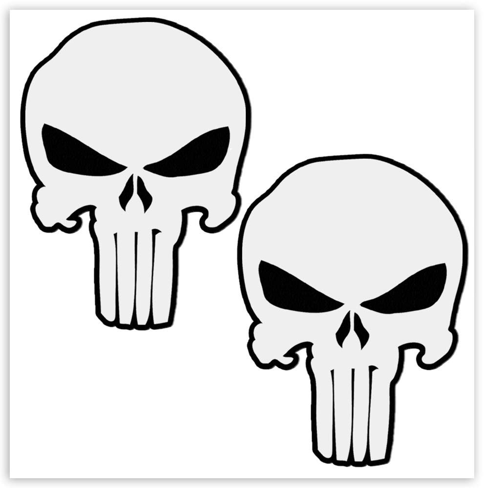 SkinoEu® 2 Stück Vinyl Aufkleber Autoaufkleber Skull Schädel Totenkopf Weiß Knochen Horror Stickers Auto Moto Motorrad Fahrrad Helm Fenster Tuning B 28 von SkinoEu
