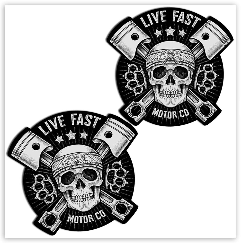 SkinoEu® 2 Stück Vinyl Aufkleber Autoaufkleber Skull Schädel Totenkopf Live Fast Horror Stickers Auto Moto Motorrad Fahrrad Helm Fenster Tür Tuning B 41 von SkinoEu