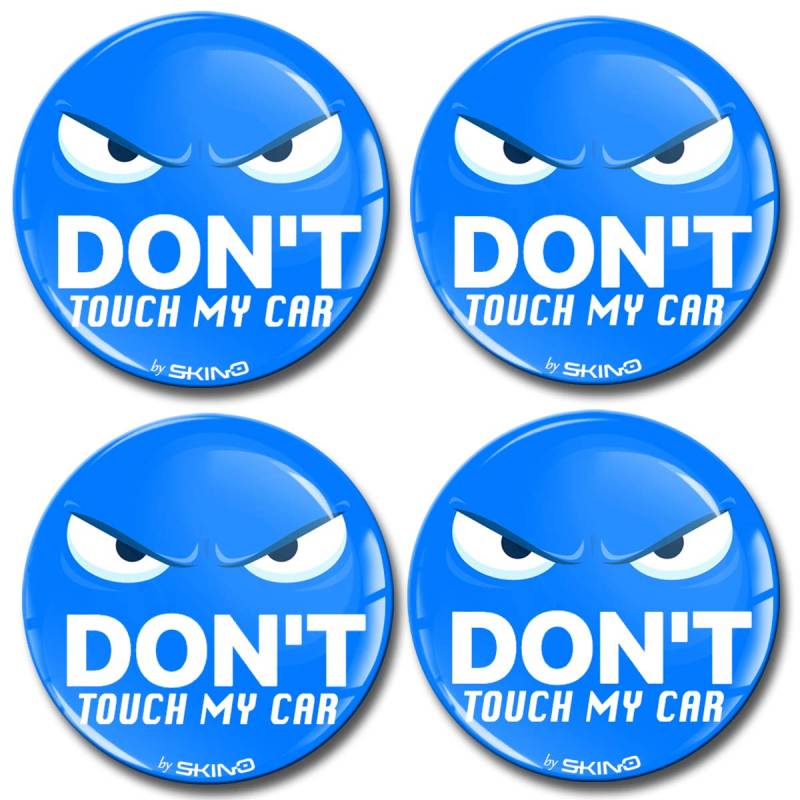 SkinoEu Aufkleber Autoaufkleber für Radkappen Nabenkappen Nabendeckel Radnabendeckel Rad-Aufkleber 65mm Don't Touch My Car Blau A 4465 Z von SkinoEu