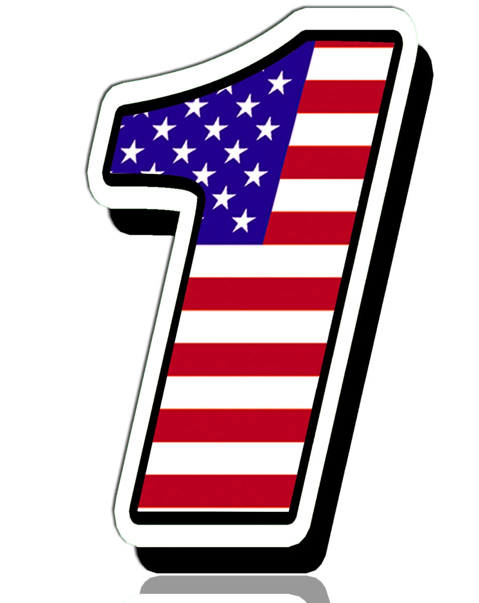 Biomar Labs® Startnummer Nummern Auto Moto Vinyl Aufkleber Amerika USA Nationalflagge Flagge Sticker Motorrad Motocross Motorsport Racing Nummer Tuning 1, N 301 von Biomar Labs