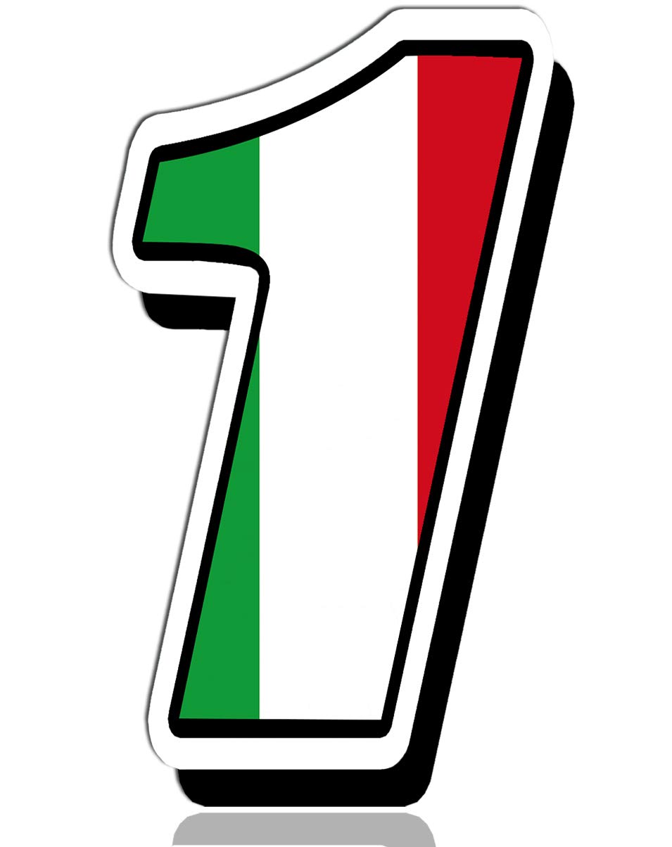 Biomar Labs® Startnummer Nummern Auto Moto Vinyl Aufkleber Italien Nationalflagge Flagge Sticker Motorrad Motocross Motorsport Racing Nummer Tuning 1, N 311 von Biomar Labs