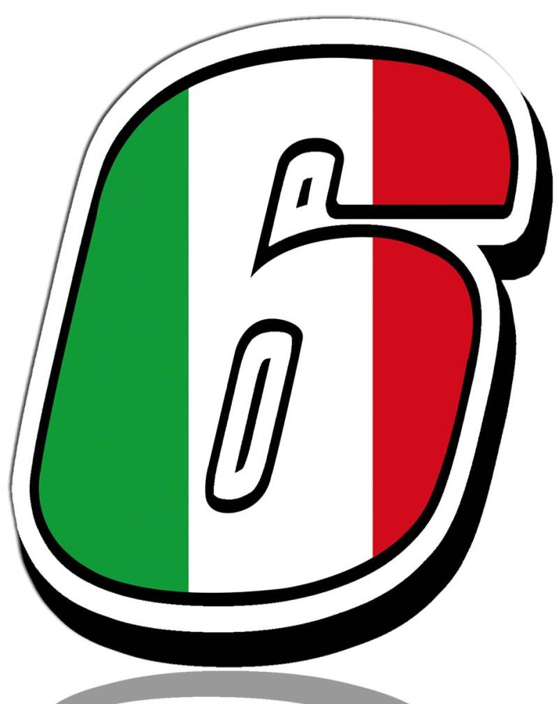 Biomar Labs® Startnummer Nummern Auto Moto Vinyl Aufkleber Italien Nationalflagge Flagge Sticker Motorrad Motocross Motorsport Racing Nummer Tuning 6, N 316 von Biomar Labs
