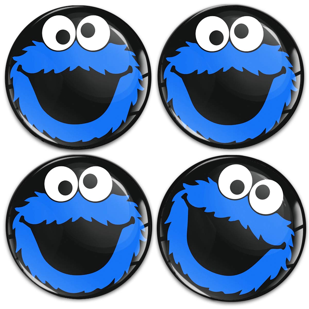 SkinoEu Aufkleber Autoaufkleber für Radkappen Nabenkappen Nabendeckel Radnabendeckel Rad-Aufkleber 55mm Schwarz Blau Elmo Cookie Monster A 5855 von Skino