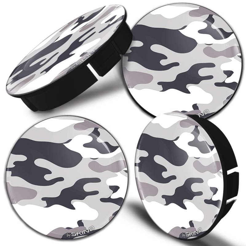 SkinoEu® 4 x 60mm Silikon Nabenkappen Kappen Camouflage Grau Felgendeckel Radkappen Radnabendeckel Nabendeckel Auto Tuning C 22 Z* von SkinoEu