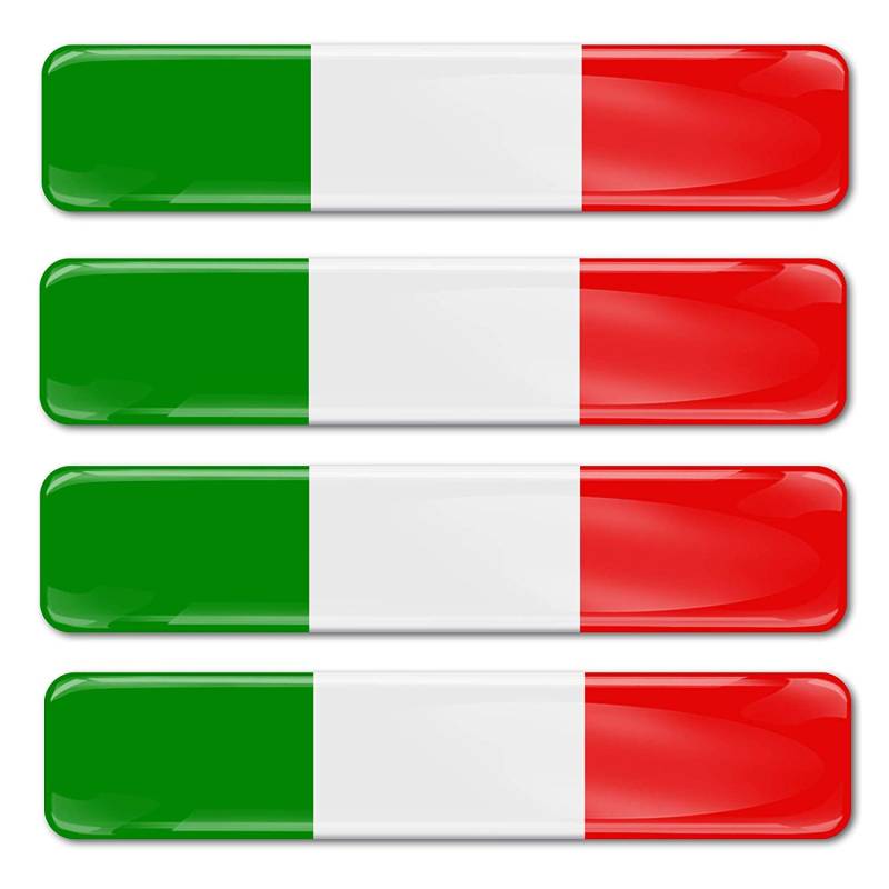 SkinoEu® 4 x Aufkleber 3D Gel Silikon Stickers Italien Flagge Autoaufkleber Italy Flag Fahne F 13 von SkinoEu