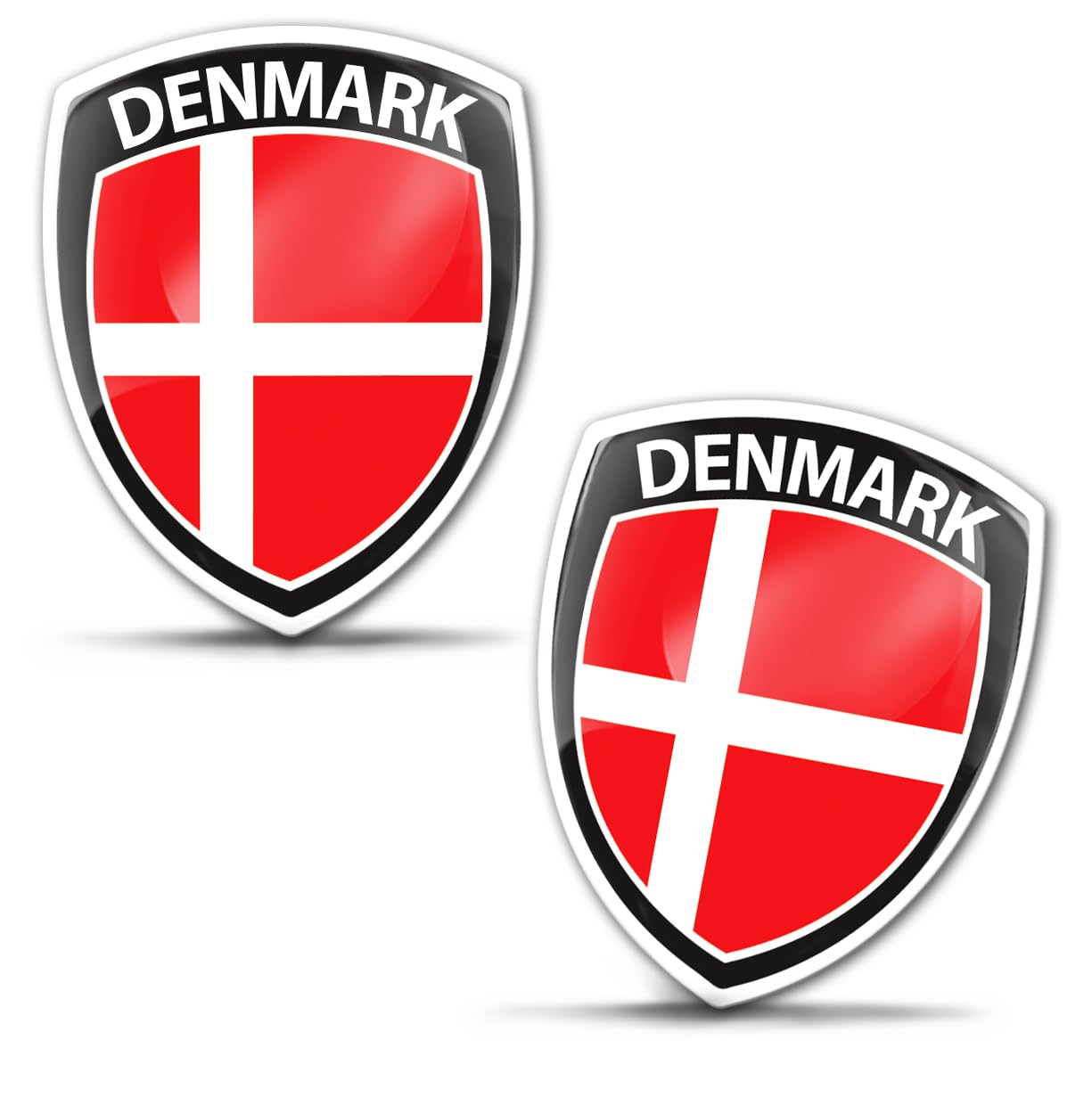 SkinoEu 2 x 3D Gel Aufkleber Dänemark Dänische Flagge Fahne Abzeichen Auto Fahrrad Motorrad Tuning F 98 von SkinoEu