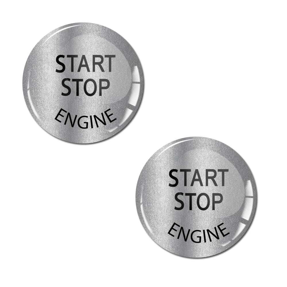 SkinoEu 2 x Aufkleber Durchmesser 35mm 3D Gel Silikon Sticker Start Stop Engine Zündschlüssel Start Stop Knopf Tuning 35mm Z* (Silver) von SkinoEu